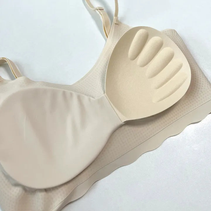 Nylon Push Up Bra for Women, Comfortable Seamless Back, Removable Pads, No Underwire
