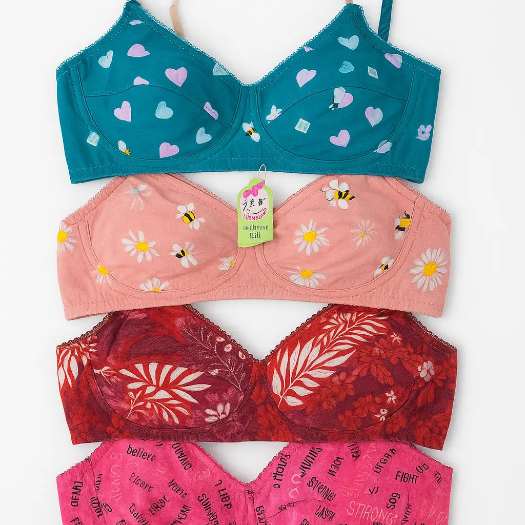 Pack of 4 Shoprozo Jersey Bra (Multiple Colors & Textures)