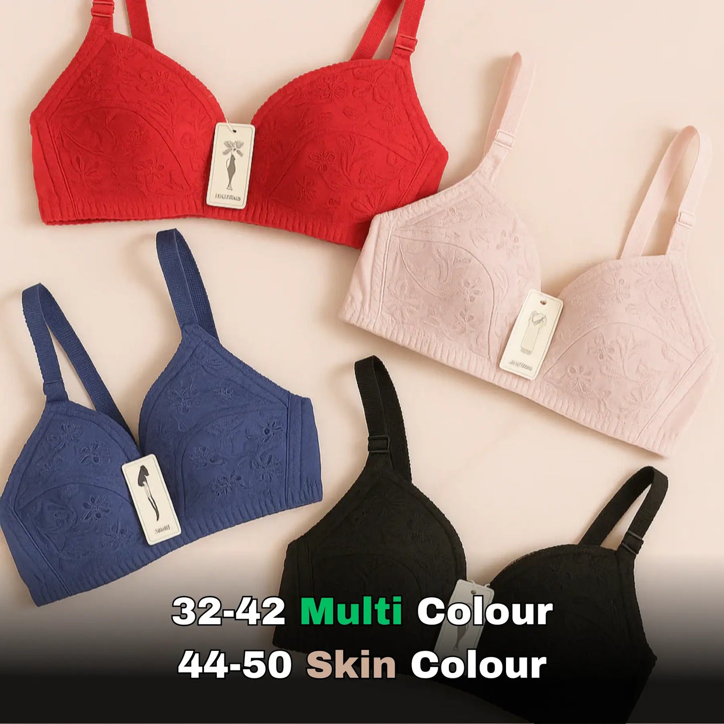Pack OF 4 Chiken Molaii Cotton Bra