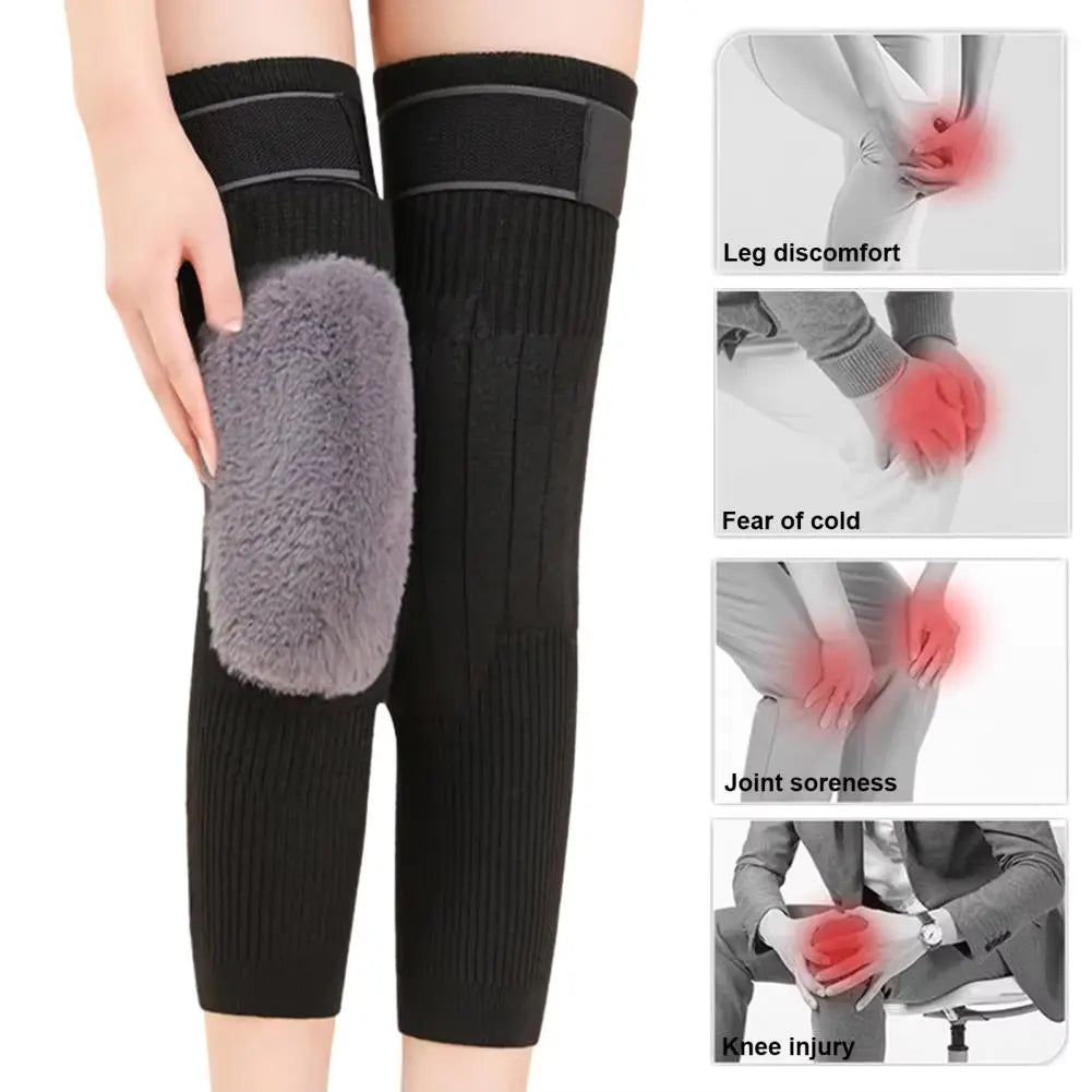 2PCS Cashmere Wool Knee Pads With Adjestable Strap