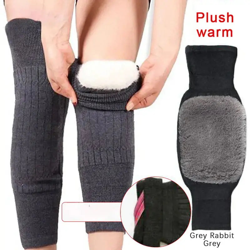 2PCS Cashmere Wool Knee Pads With Adjestable Strap