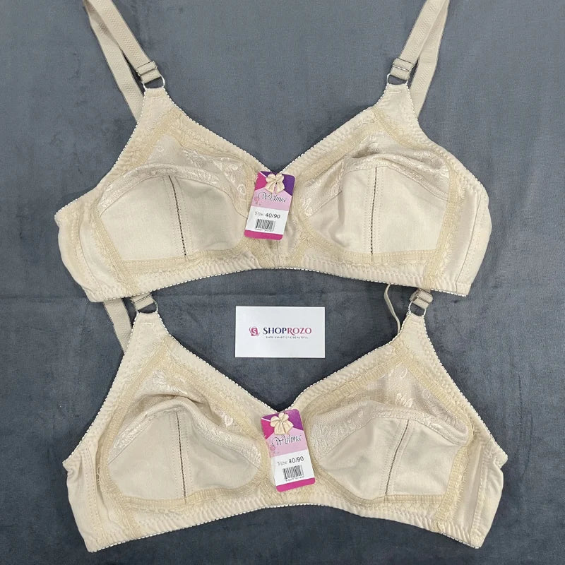 Soft Beige Crystalina Bra –  Non-Padded Lace Design