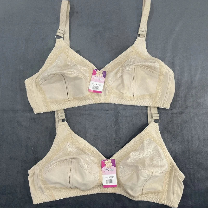 Soft Beige Crystalina Bra –  Non-Padded Lace Design